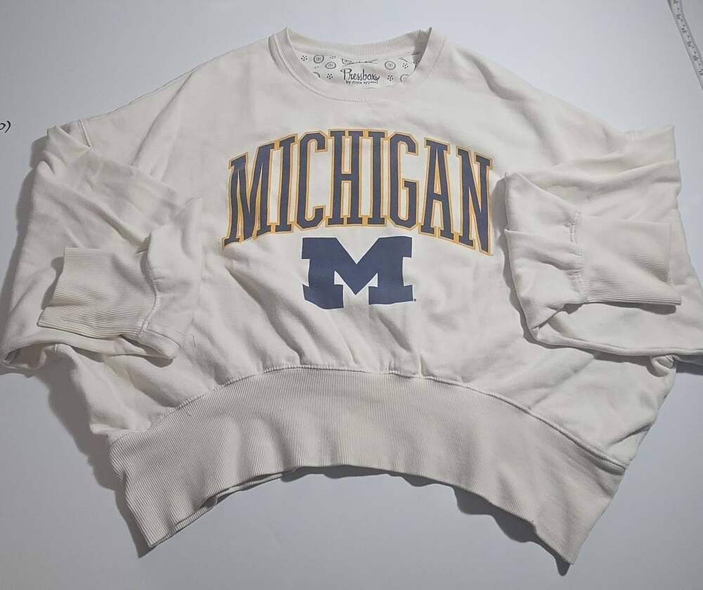 Pressbox Michigan Wolverines Sweatshirt Size XL Natural Oversized